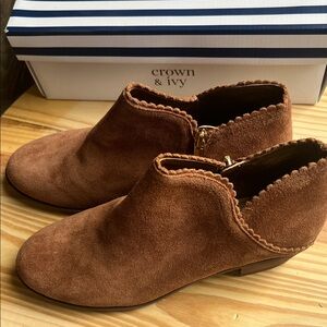 Crown & Ivy Keegan Cognac Suede Booties